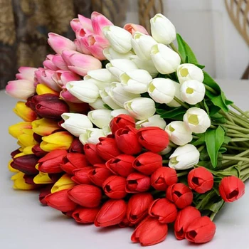 10pcs Tulipán Umelá Kvetina Tulipán Záhrada Umelé Kytice Falošné Kvet Darček pre Svadobné Dekorácie, Kvety Domova