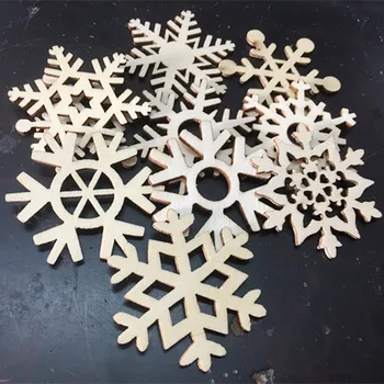 10pcs Vianočné Drevené snehové Vločky Nedokončené Dreva Snowflake Zdobené Vianočný Strom Zavesenie Ozdoby na Vianočný Dekor