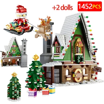 1452pcs Mesto Zime Sneh Dom Santa Claus stavebným snežných skútrov Vianočný Stromček Údaje Tehly Vianoce Diy Hračka Pre Deti,