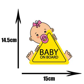 15*14 cm Ladenie Cartoon Baby na Palube PVC Auto Samolepky Okenné Nálepky Auto Styling Dekorácie Osobné Bomba Ornament