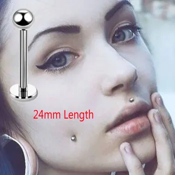 2 Kusy 16G 24 mm Dĺžka Nehrdzavejúcej Ocele Loptu Labret Krúžky Prírubového Krúžku Tvár Krúžok Tragus Náušnice Piercing Šperkov