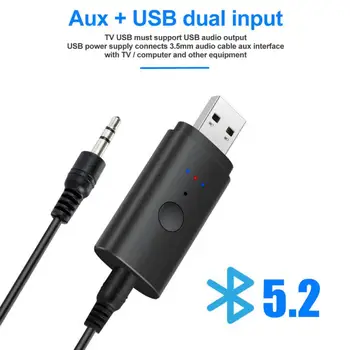 2 v 1, Bluetooth Prijímač 5.0 3.5 mm AUX, USB Konektor, Audio Adaptér Bezdrôtovej siete pre Auto, PC, Slúchadlá, Mikrofón 3.5 Bluetooth 5.2 5.1 Receptor