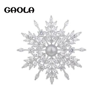 2017 GAOLA Nové Módy Klasické postriebrený Snowflake Brošňa Pre Ženy, Darčeky, Alebo Strana Brošňa GLX0152