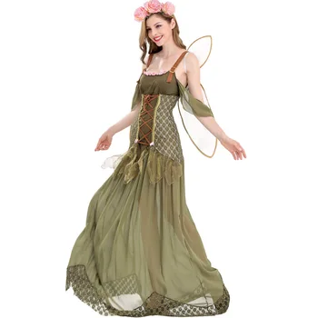2023 Nové Halloween Party Dievčatá Cosplay Oblečenie Kvetinová Víla Elf Hranie Rolí Cosplay Šaty Zelené Lesných Elfov Cosplay Šaty