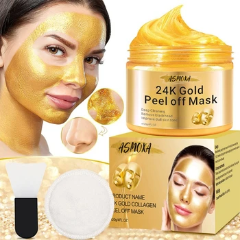 24K Gold lúpať Pleťová Maska Hlboko Hydratačný Čistiaci prípravok Proti Starnutiu Pokožky Leštenie Gel Mask 120 g