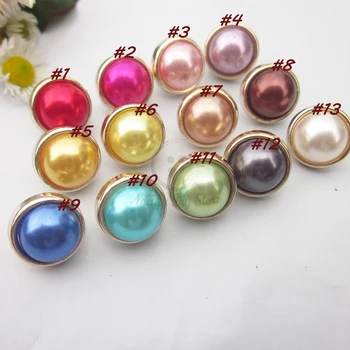 60pcs 12.8 mm/ 11.3 mm / 10 mm Vysoká kvalita zlato hrana farebné perly šitie tlačidlá Boutique šitie pearl tlačidlá dodávky