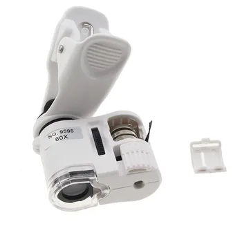 60X Univerzálny Mobilný Telefón, Mini Clip Prenosné LED Lupa Mikroskop Loupe Pre Iphone6 6s Samsung