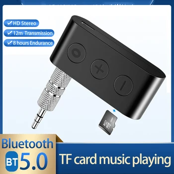 Bluetooth 5.0 Audio Prijímač Aux Bezdrôtové Audio Adaptér 3,5 mm Audio Aux Reciver Podpora TF Kariet Volať Handsfree Pre Auto Headset