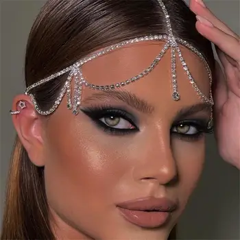 Bohemian Crystal Čelo Reťazca Vedúci Pre Ženy, Dievčatá Šperky Drahokamu Svadobné Doplnky Do Vlasov Headpiece Pokrývku Hlavy Svadobný Dar