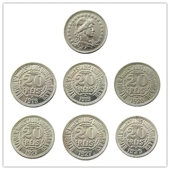 Brazília súbor(1918 -1935)6pcs 20 Ries poniklovaná Kópie Mincí