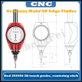 CNC Nemecko HOFFMAN 3D edge finder ukazovateľ typ Mahr 359550 červená 3D dotyková plocha troch-dimenzionální subpointing stick 359505 sondy