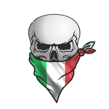 Dawasaru Pirate Skull s Tvárou Bandana Taliansku Vlajku Auto Nálepky Nepremokavé Odtlačkový Notebook Motocykel, Auto Príslušenstvo, PVC,13 cm*8 cm