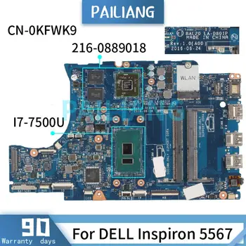Doske Pre DELL Inspiron 5567 I7-7500U Notebook doske CN-0KFWK9 0KFWK9 LA-D801P SR2ZV 216-0889018 DDR4 Testované OK