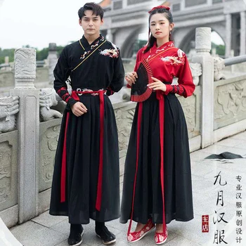 Dospelí Muži, Ženy V Starovekých Čínskych Mužov Fáze Kostým Hanfu Festival Stage Výkon Ľudový Tanec Tradičné Čínske Páry Šaty