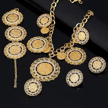 Etiópsky Dubaj Zlatá Farba Turecko Antické Mince Pečiatky Africkej Ženy Módne Šperky Nastaviť