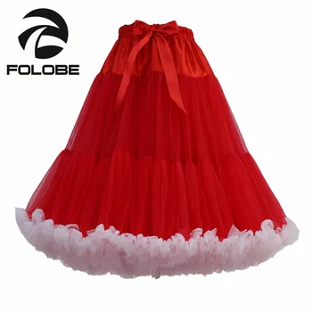 FOLOBE Červená Koleno Dĺžke Tylu Sukne Vintage Tutu Sukne Dámske Lolita Strany Prom Spodnička faldas de tull Mujer Saias Jupe TT009