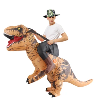 Hnedé Vykonávať na Mňa Dinosaura Nafukovacie Halloween Kostýmy Cosplay T-Rex Kostým Chôdza Maskot Disfraz pre Dospelých Muž Žena
