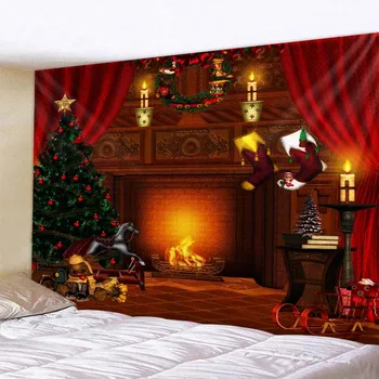 Home Decor, Spálne, Obývacej Izby, Dekorácie, Vianočné Gobelín Stene Visí Vianočný Stromček Krb Dekorácie Na Stenu Zavesenie