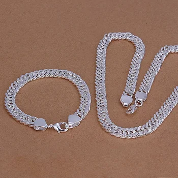 Horúca štýl vysokej kvality jednoduché kúzlo módne Mužov, 10 žien reťazca náhrdelník náramky classic Strieborná farba šperky Sady S141