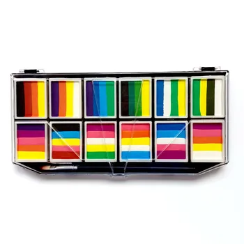 Hot Predaj 12 Farieb Ľahko Čistiť Rainbow Tvár Farba Vody Aktivovaný Očné Linky, Tvár, Telo, Nastaviť Farby So Štetcom