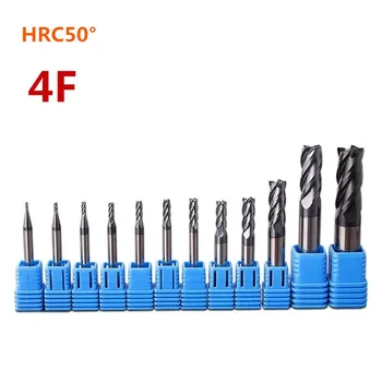 HRC50 tvrdej zliatiny volfrámu frézovanie ocele 4 mm fréza 6mm8mm 10 mm 12mm4 slot predĺženie konci mlyn CNC rovno ramienka frézovanie fréza