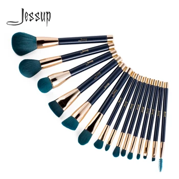Jessup Foundation make-up sada štetcov 15pcs Tmavo Modrá/Fialová Prášok Eyeshadow Očné linky, Kontúry Kefa