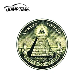 JumpTime 13 x 13 cm Pre Všetky Vidieť Oko Pyramídy Dolár Freemason Boh Odtlačkový Auto Samolepky Poškriabaniu-Dôkaz Cartoon Nárazníka Dekorácie