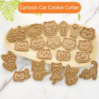 Karikatúra Roztomilý Mačka 3D Cookie Frézy Mačka Packa Biscuit Plesne Pressable Cookie Formy Kuchyňa Pečenie Nástroje Zdobenie Nástroje