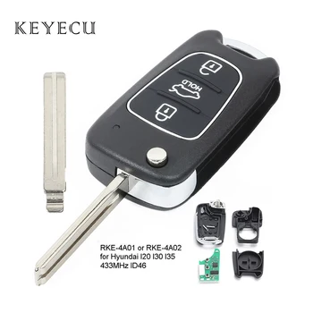 Keyecu Inovované Diaľkové príveskom, 433MHz ID46 Čip pre Hyundai I20 I30 I40 I35 IX35 P/N: RKE-4A02
