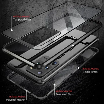 Magnetický Kovový obal Obojstranná Tvrdeného Skla Pre Xiao Mi 12X Pro 10 11t Pro Ultra 11 Lite X3 Pro puzdro Jasné Nárazníka