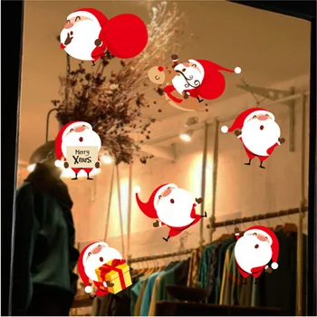 mamalook Cartoon Santa Claus Samolepky na Stenu Domova Okno 3D Tapeta Plagát šťastné a Veselé Vianoce, Nový Rok