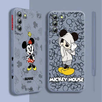 Mickey Minnie Mouse Telefón puzdro Pre Samsung Galaxy S22 S21 S20 FE S10 Poznámka: 20 10 Ultra Lite Plus Kvapaliny Vľavo Lano Kryt