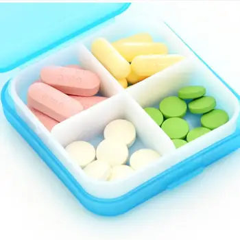 Mini Organizátor Prípade 4 Mriežky Pilulku Úložný Box Prípade Kontajner Medicíny Boxy Pilulku Držiak pre Cestovanie