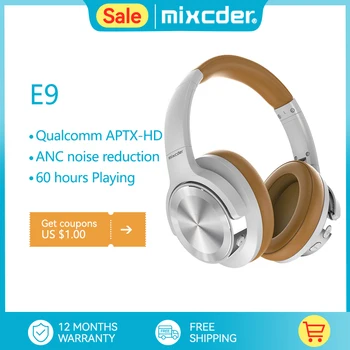 Mixcder E9 Bezdrôtový APTX-HD Slúchadlá Aktívnym Potlačením Hluku Bluetooth 5.0 Headset S 60 Hodín, Hrá Super HiFi Hlboké Basy