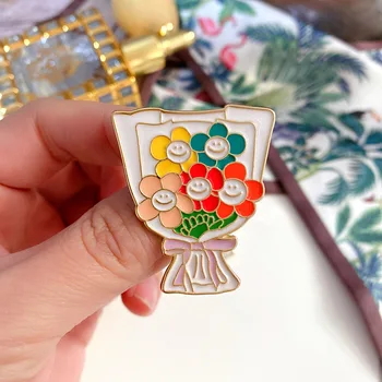 Móda Roztomilý Slnko Kvetinové Kytice Drip Glazúra Smalt Brošňa Pripnúť Odznak Šperky pre Dievča Ženy, Oblečenie, Doplnky