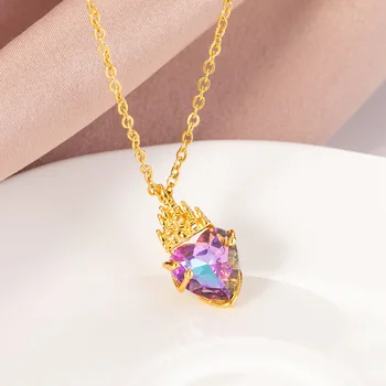 Nové Farebné Zirkón Crystal Koruny Srdce Prívesok Náhrdelníky Pre Ženy Kórejský Módne Dámske Svadobné Šperky Žena Clavicle Reťazca