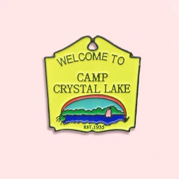 Nové kreslené tablet pamätné brošňa vitajte crystal lake piknik módne osobnosti džínsové oblečenie prívesok šperky darček