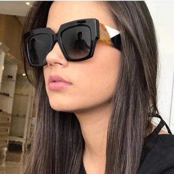 Námestie Nadrozmerné Okuliare Ženy, Luxusné Značky 2022 Nové Dizajnér Gradient Slnečné Okuliare Big Rám Retro Okuliare UV400