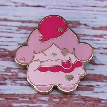 Ružová Slurpuff Brošňa Širokým Úsmevom Ústa s Lolling Jazyk Odznak vata Brucho Bubon Anime Kolíky
