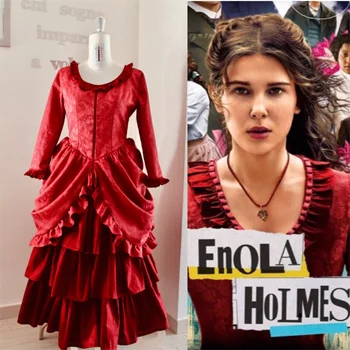 Skola Holmes cosplay šaty Viktoriánskej Skola Holmes červená zhonu loptu šaty roku 1880 červená plesové šaty, rokoka šaty šaty na zákazku