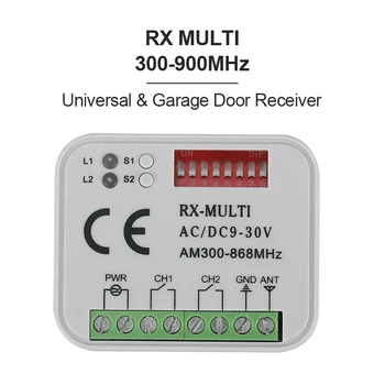 Univerzálny RX-Multi Frekvencia 300-900MHz, Garážové brány na Diaľkové Ovládanie Prijímača 2 CH Regulátor vypínač Pre 433/315 MHz Vysielač