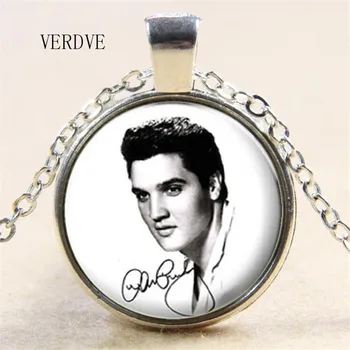 VERDVE 3-Farebná Elvis Portrét Kolo Krištáľové Sklo Prívesok Náhrdelník Šperky