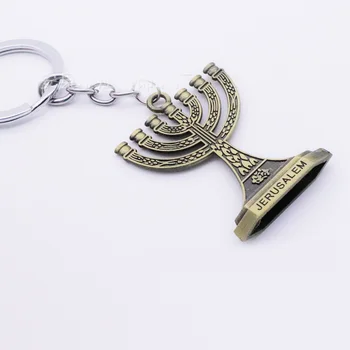 Vintage Sviečkový Hanukkah Prívesok Na Mužov, Ženy, Židovskej Menorah Keychains Na Taška Auto Trinket Judaizmus Chanuka Šperky Strany Darček