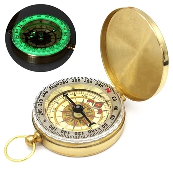 Vrecko Mosadz Zlatý Kompas, Svetelný Outdoor Camping Prežitie Nástroje Starovekej Kompas Vojenské Taktické Vybavenie Navigácia