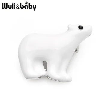 Wuli&baby White Bear Smalt Brošne Mužov, Žien Zliatiny Zvierat Strany Banquet Brošňa Dievčenské Taška Hat Príslušenstvo