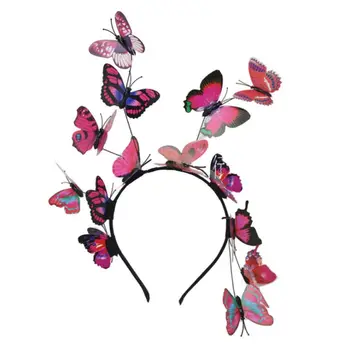 Y1UE Ženy, Dievčatá Lesná Víla Fascinator hlavový most Farebné Flutter Motýle, Hmyz, Divoké Vlasy Hoop Lesné Foto Headpiece