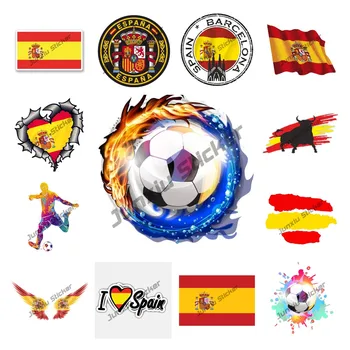 Španielsky Futbalový Nálepky Španielsku Vlajku Krídla Tvorivé Motocykel, Auto Nálepky, Obtisky Anime Roztomilý Auto Príslušenstvo PVC Dekorácie