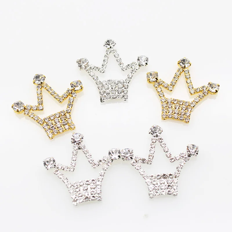 10Pcs 30 MM Luxusné Crystal Koruny Gold/Silver Plated Kráľovná Kráľ Koruny Tlačidlá pre Šperky, Vlasové Doplnky,Brošňa, Čo Zariadených izbách Obrázok 1