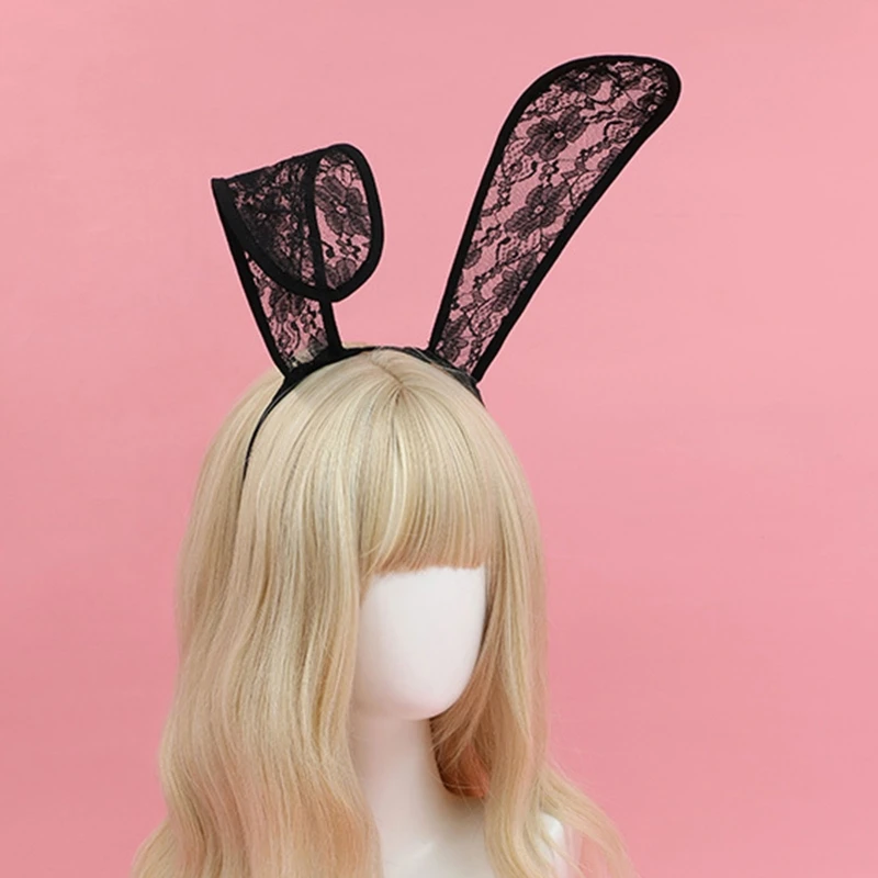 Zviera Čelenky Oka Čipky Bunny Uši Hairband Kvetinová Čipka Králičie Uši, Vlasy Hoop Cosplay Party Stvorenia Tému Kostým Obrázok 1