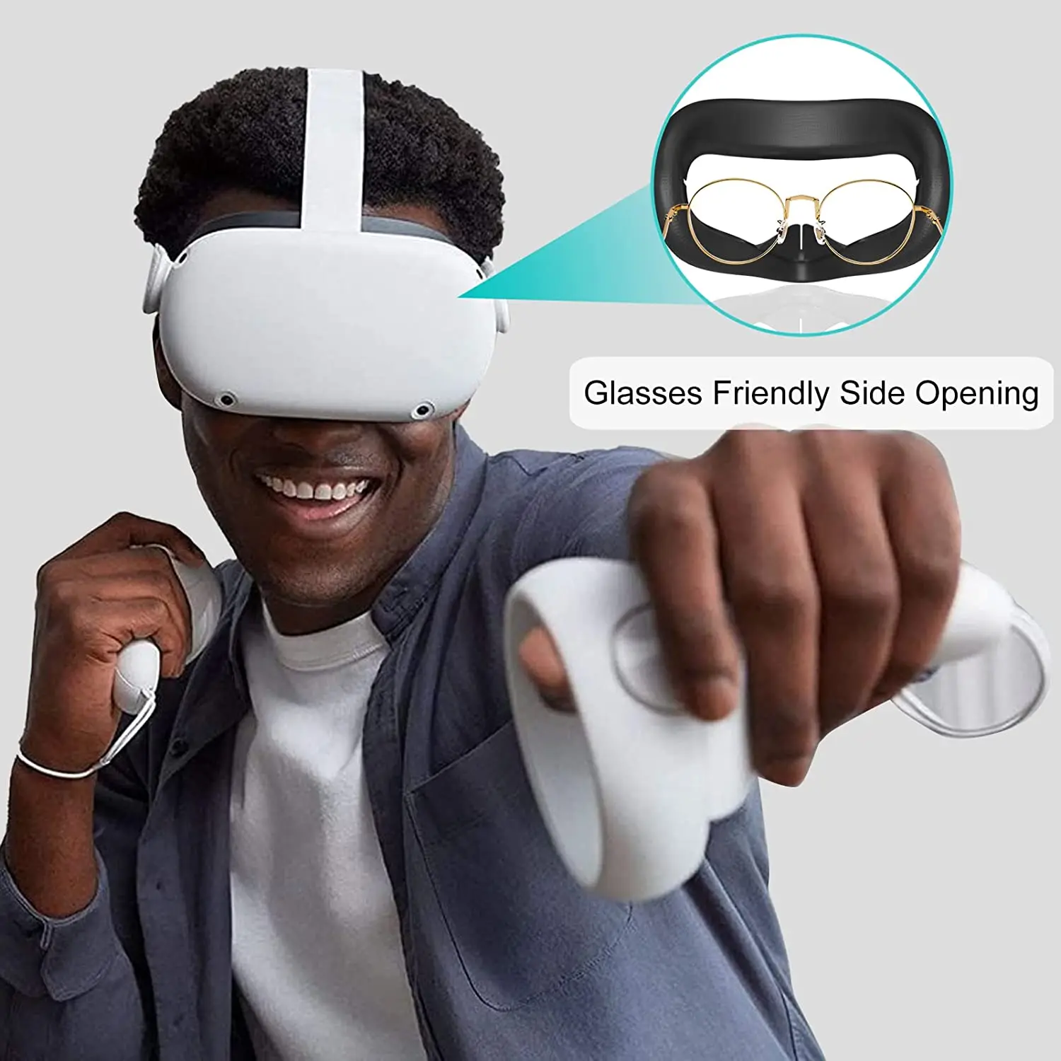 Pre Meta/Oculus Quest 2 Prípad VR bočný Kryt Objektívu Pad Umývateľný Silikónová Maska VR Headset Oko Pokrytie Pre Oculus Quest 2 Príslušenstvo Obrázok 1
